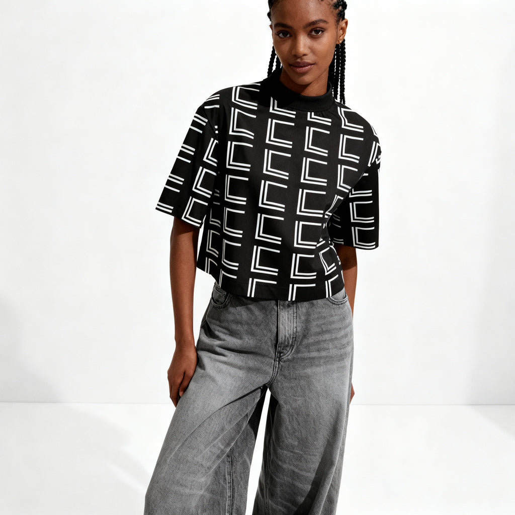 Geometric Monogram Boxy Shirt