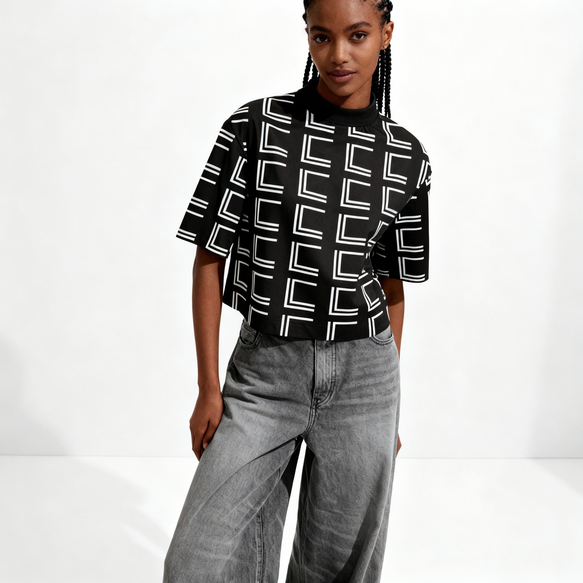 Geometric Monogram Boxy Shirt