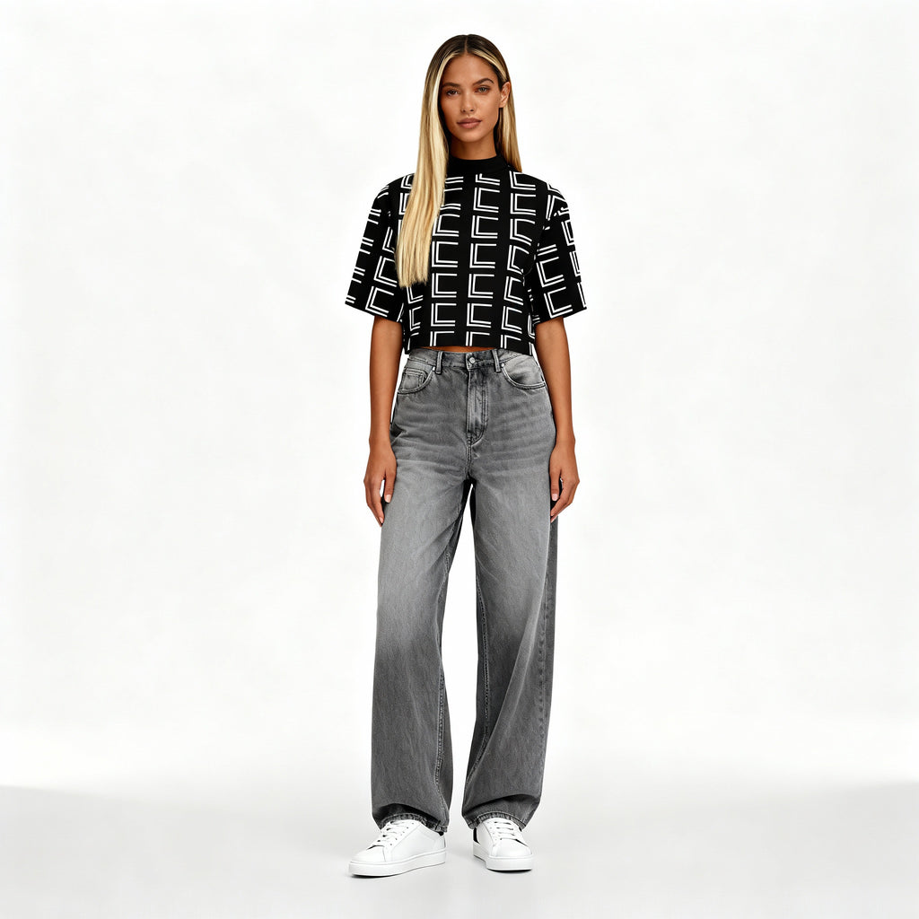 Geometric Monogram Boxy Shirt