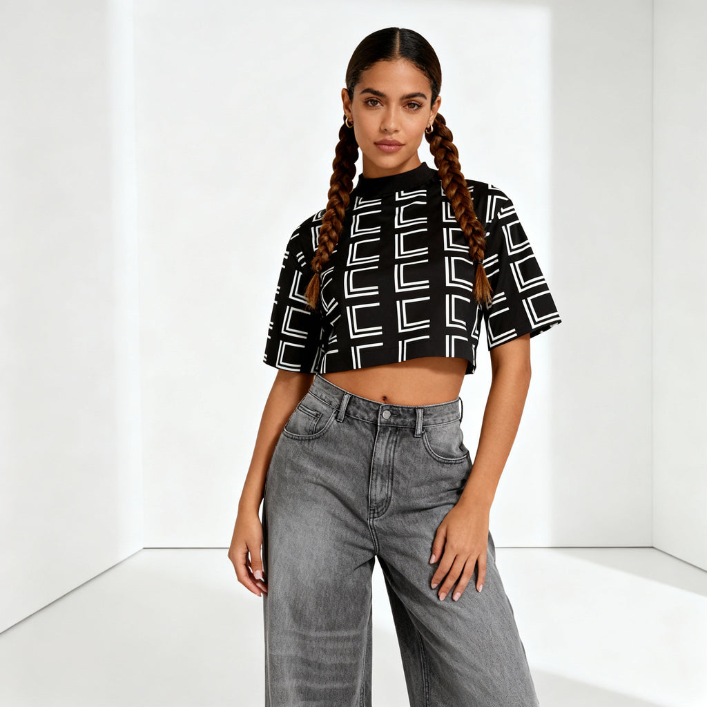 Geometric Monogram Boxy Shirt