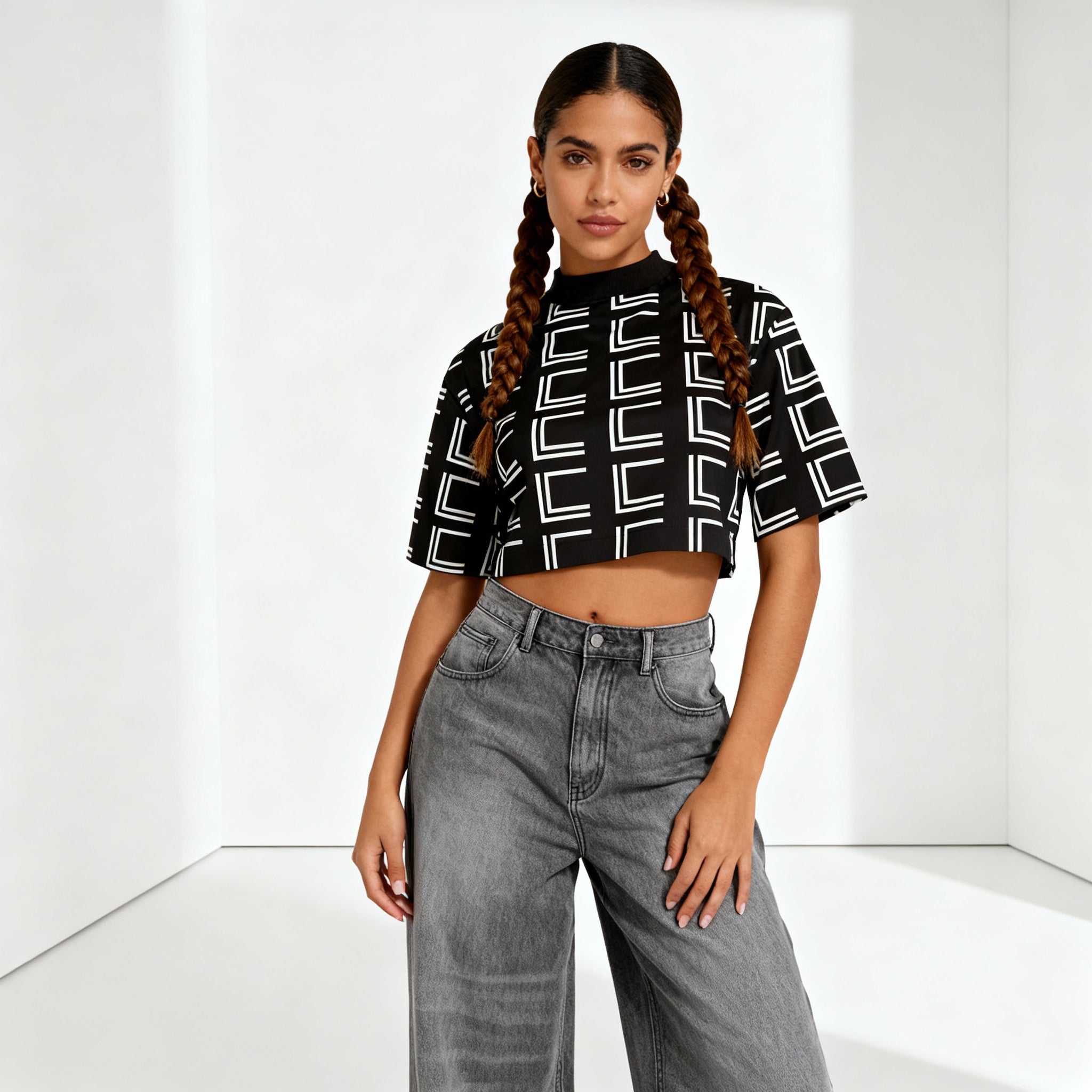 Geometric Monogram Boxy Shirt